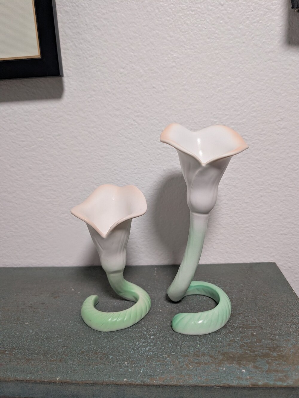 1960s Fitz & Floyd Calla Lilly Candlestick Holders Set Of 2 Cottagecore *READ